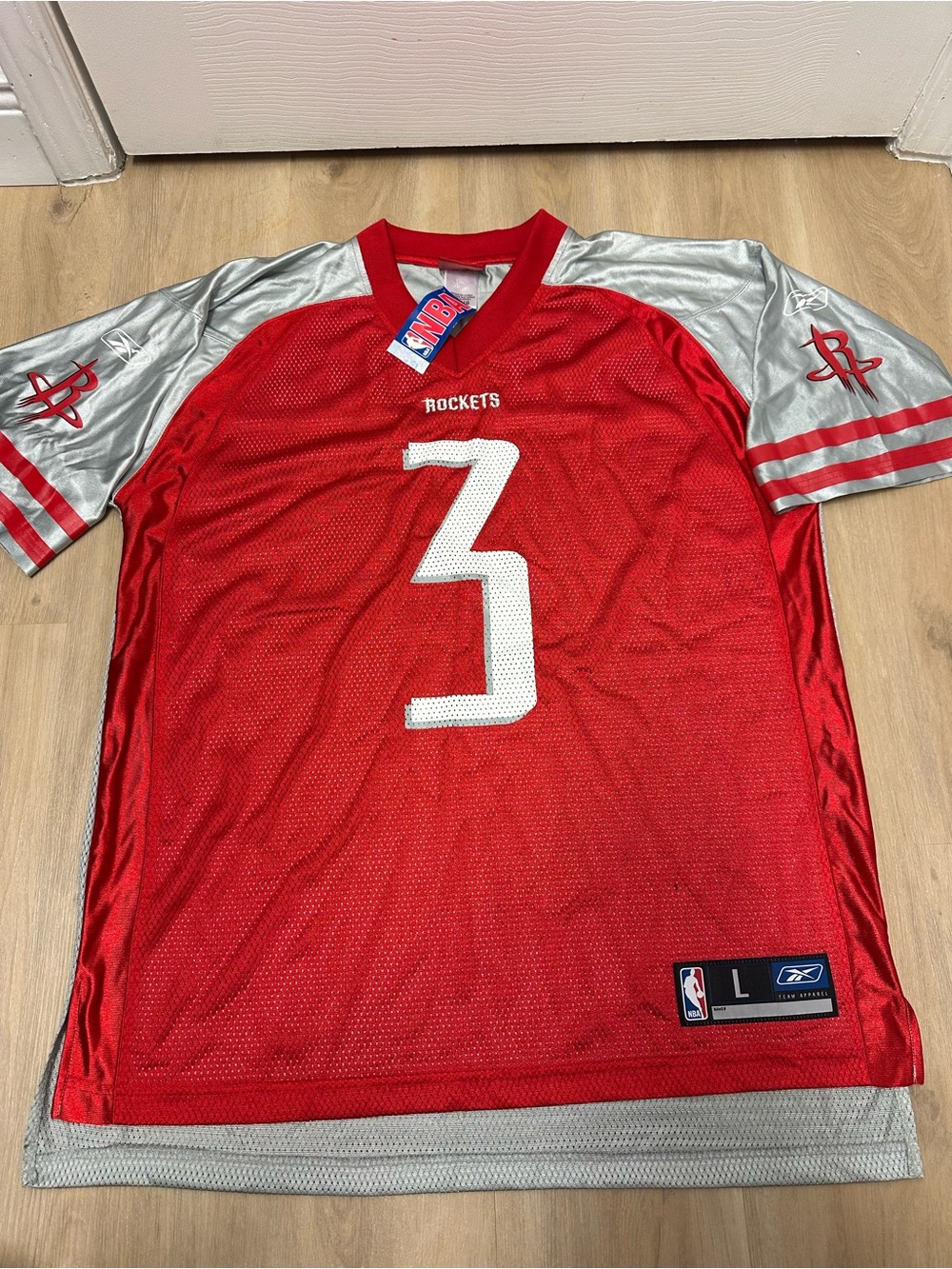 Vintage Reebok STEVE FRANCIS #3 HOUSTON ROCKETS Stitched Red Jersey Sz L